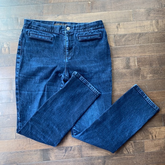 Lauren Jeans Co Blue Hi-Rise Slim Jeans Zip Ankle Size 4 - Picture 2 of 11